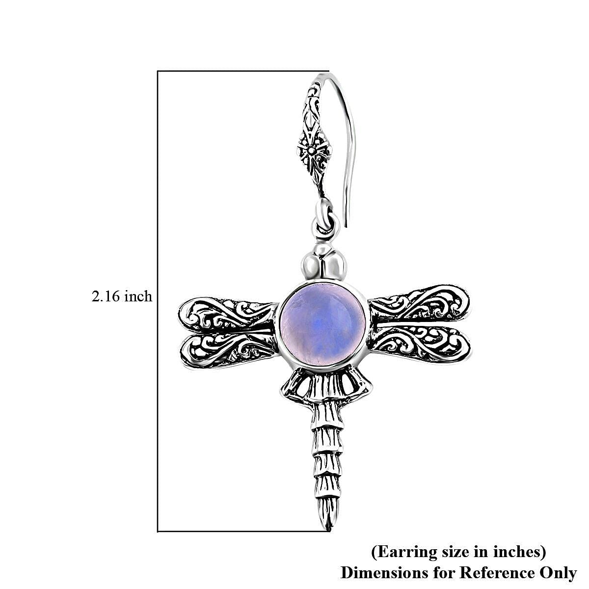 Bali Legacy Premium Rainbow Moonstone Dragonfly Earrings in Sterling Silver 8.85 ctw