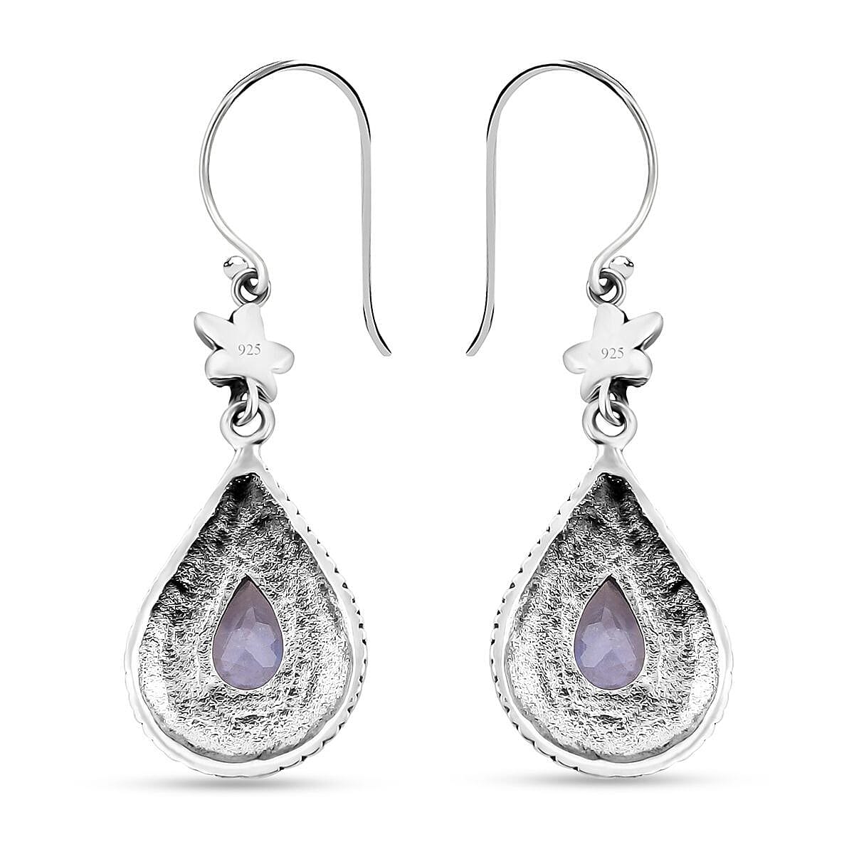 Bali Legacy Premium Rainbow Moonstone Flower Dangle Earrings in Sterling Silver 4.25 ctw