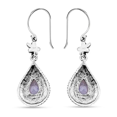 Bali Legacy Premium Rainbow Moonstone Flower Dangle Earrings in Sterling Silver 4.25 ctw