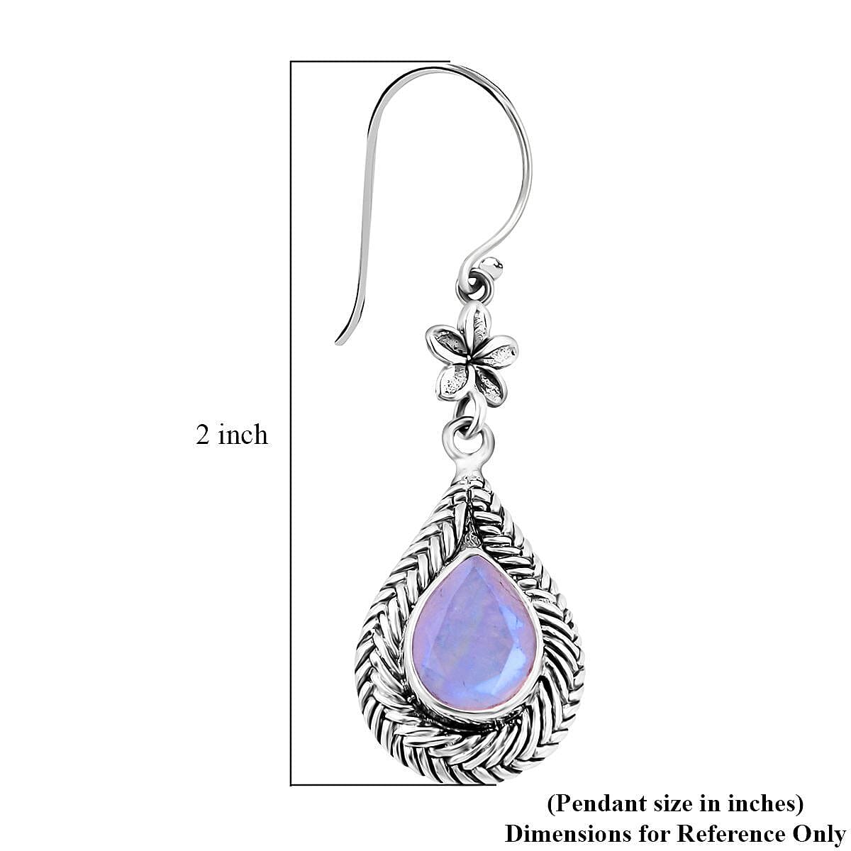 Bali Legacy Premium Rainbow Moonstone Flower Dangle Earrings in Sterling Silver 4.25 ctw