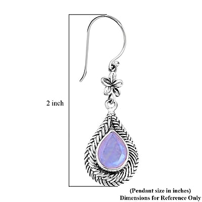 Bali Legacy Premium Rainbow Moonstone Flower Dangle Earrings in Sterling Silver 4.25 ctw