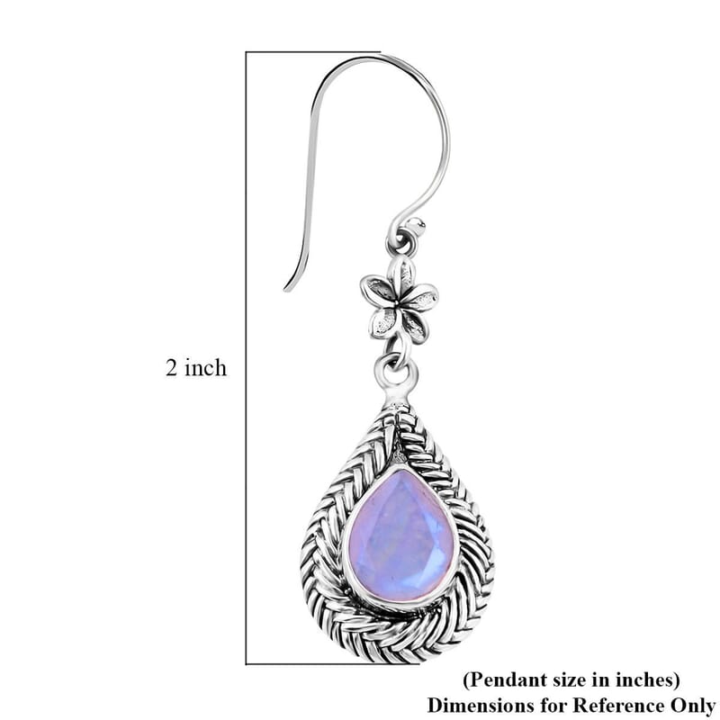 Bali Legacy Premium Rainbow Moonstone Flower Dangle Earrings in Sterling Silver 4.25 ctw
