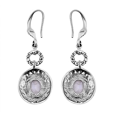 Bali Legacy Premium Rainbow Moonstone Tulang Naga Texture Dangle Earrings in Sterling Silver 6.30 ctw