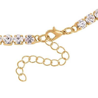 Red Glass and Austrian Crystal Heart Necklace 20-22 Inches in Goldtone