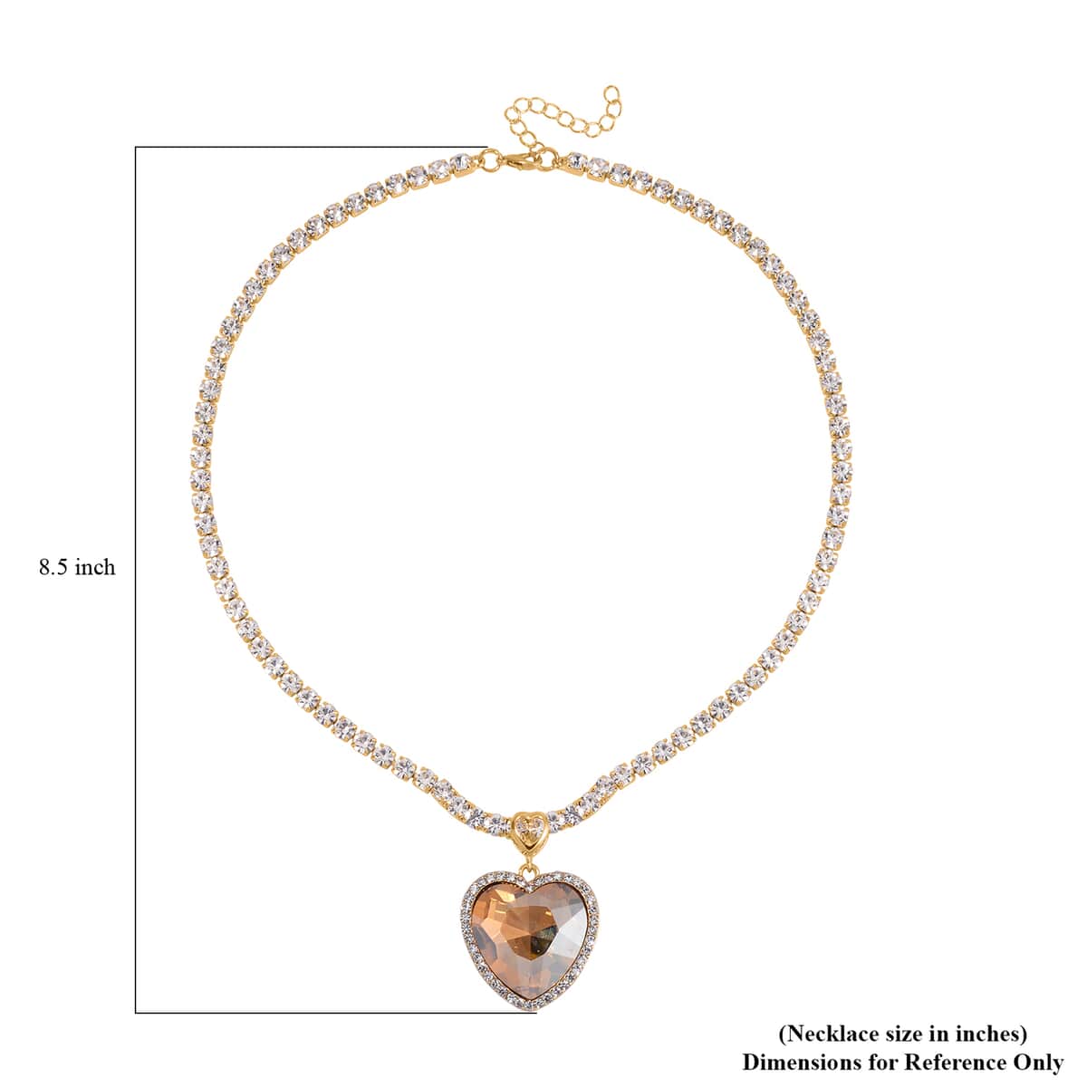 Champagne Glass and Austrian Crystal Heart Necklace 20-22 Inches in Goldtone image number 6