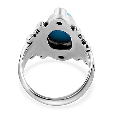 Bali Legacy Sleeping Beauty Turquoise and Tanzanite Ring in Sterling Silver (Size 10.0) 4.40 ctw