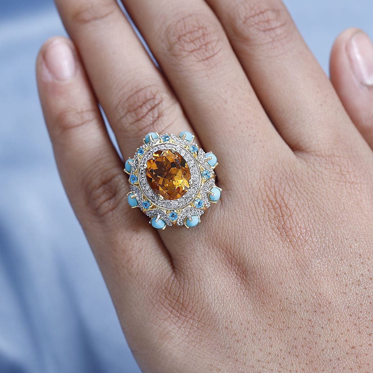 GP Bella Italia Collection Premium Santa Ana Madeira Citrine and Multi Gemstone Ring in Vermeil Yellow Gold Over Sterling Silver (Size 10.0) 7.00 ctw (Del. in 8-10 Days) image number 2