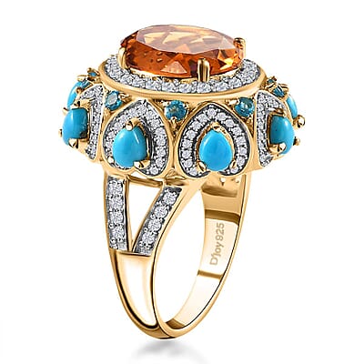 GP Bella Italia Collection Premium Santa Ana Madeira Citrine and Multi Gemstone Ring in Vermeil Yellow Gold Over Sterling Silver (Size 10.0) 7.00 ctw