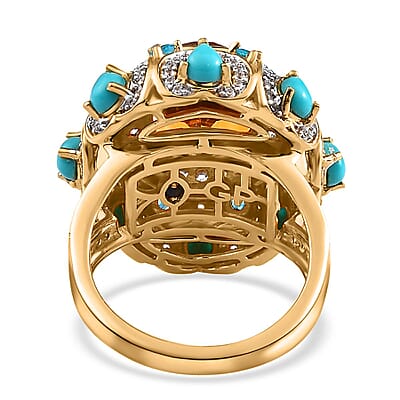 GP Bella Italia Collection Premium Santa Ana Madeira Citrine and Multi Gemstone Ring in Vermeil Yellow Gold Over Sterling Silver (Size 10.0) 7.00 ctw