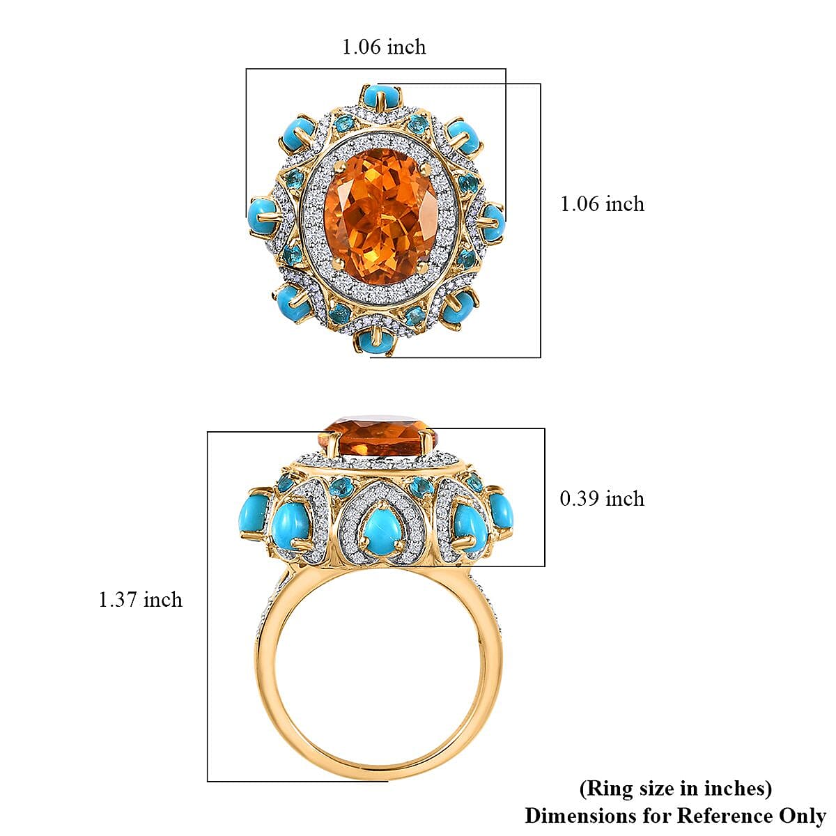 GP Bella Italia Collection Premium Santa Ana Madeira Citrine and Multi Gemstone Ring in Vermeil Yellow Gold Over Sterling Silver (Size 10.0) 7.00 ctw