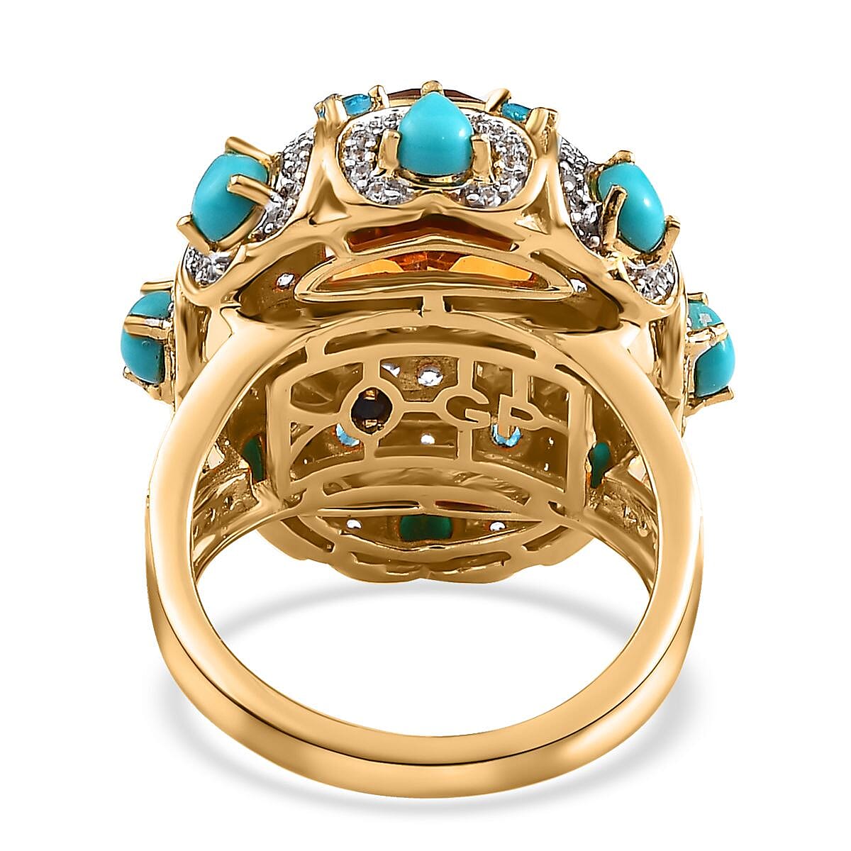 GP Bella Italia Collection Premium Santa Ana Madeira Citrine and Multi Gemstone Ring in Vermeil Yellow Gold Over Sterling Silver (Size 8.0) 7.00 ctw image number 4