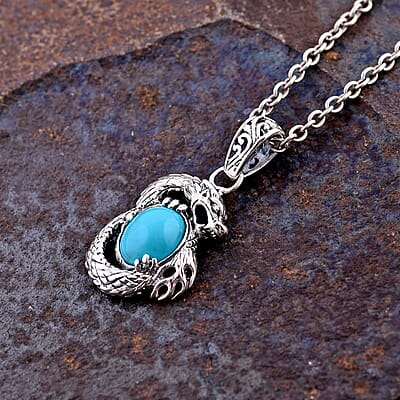 Bali Legacy Sleeping Beauty Turquoise 1.90 ctw Dragon Pendant in Sterling Silver