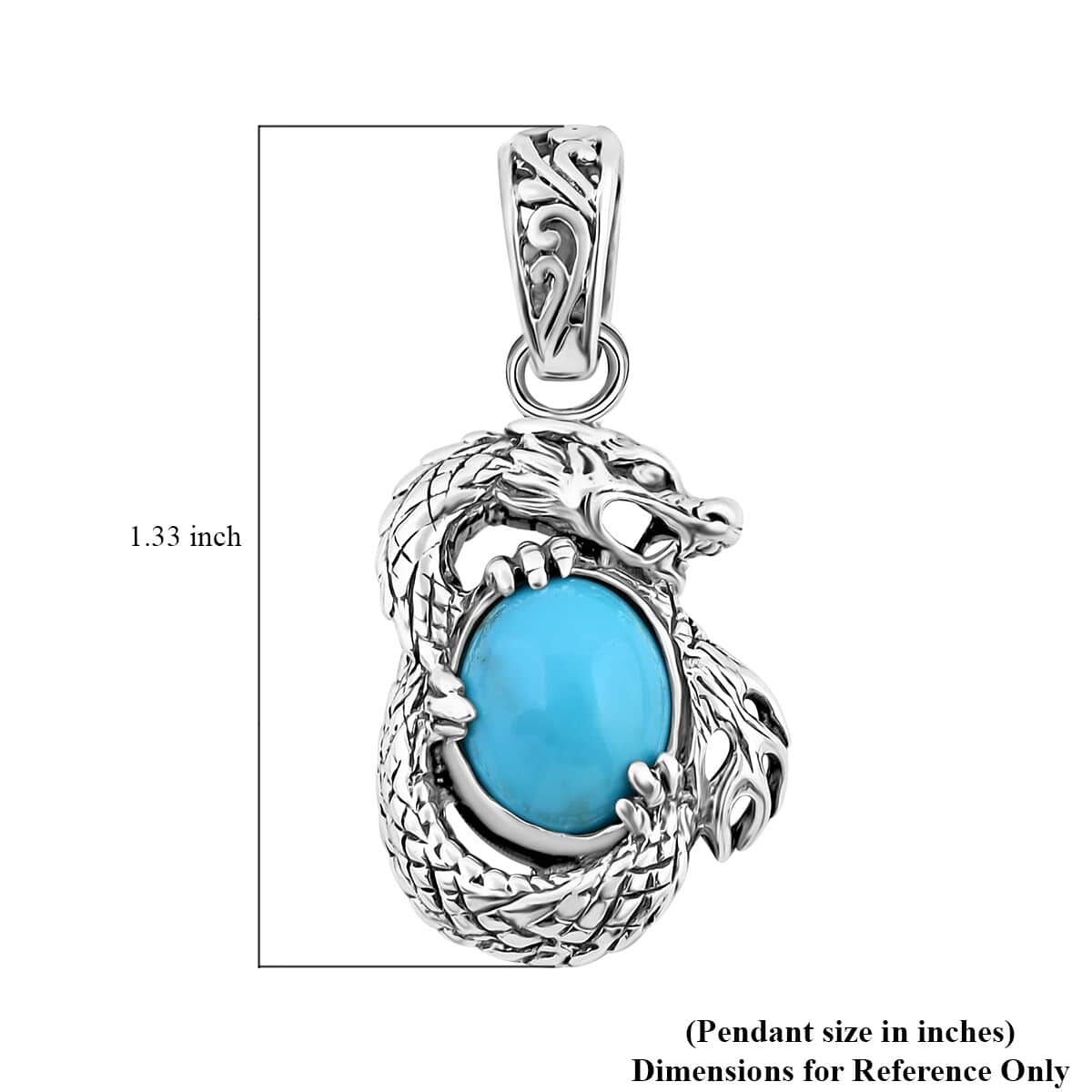 Bali Legacy Sleeping Beauty Turquoise 1.90 ctw Dragon Pendant in Sterling Silver image number 5