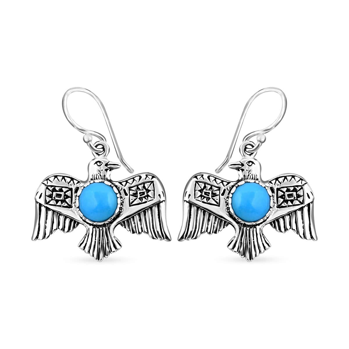 Bali Legacy Sleeping Beauty Turquoise Bird Earrings in Sterling Silver 2.40 ctw image number 0