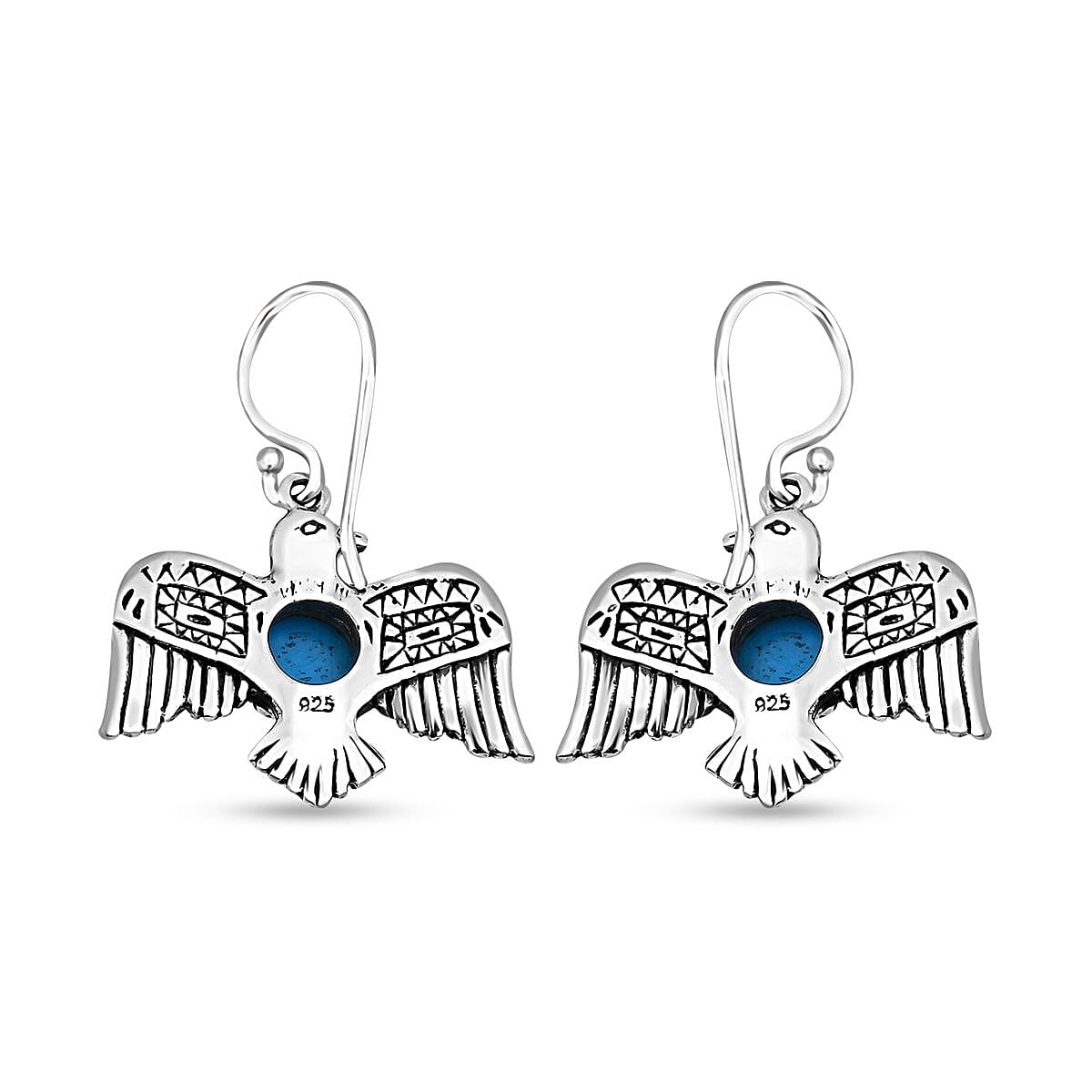 Bali Legacy Sleeping Beauty Turquoise Bird Earrings in Sterling Silver 2.40 ctw