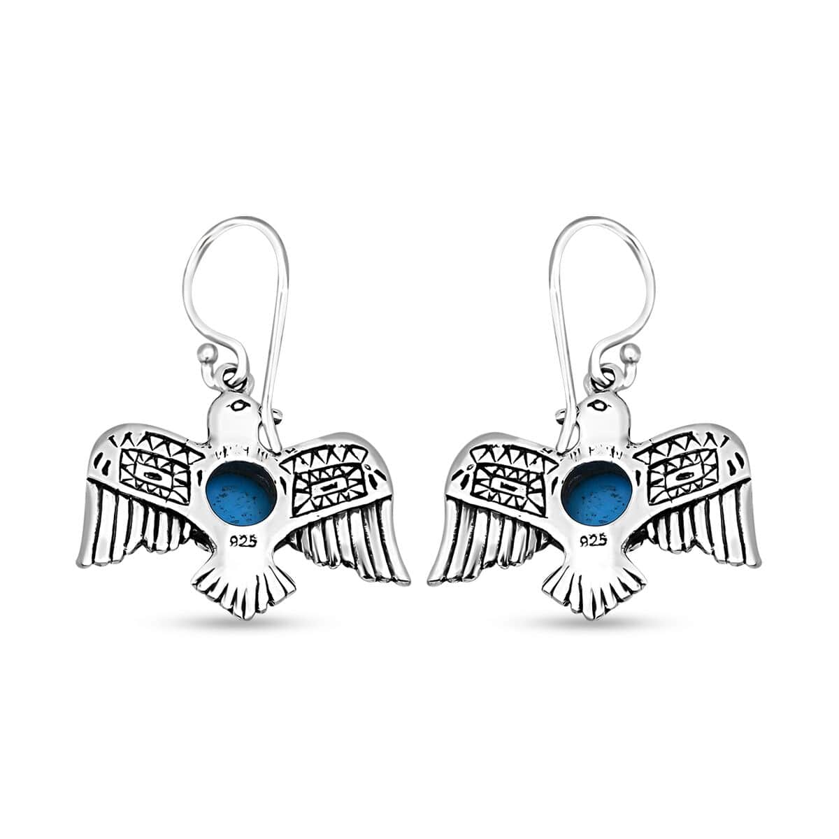 Bali Legacy Sleeping Beauty Turquoise Bird Earrings in Sterling Silver 2.40 ctw image number 3