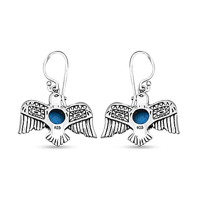 Bali Legacy Sleeping Beauty Turquoise Bird Earrings in Sterling Silver 2.40 ctw