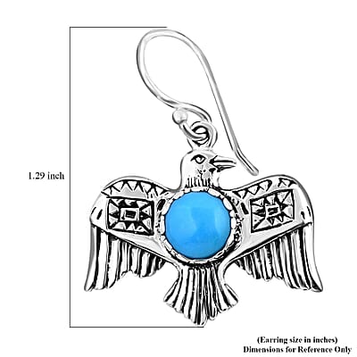 Bali Legacy Sleeping Beauty Turquoise Bird Earrings in Sterling Silver 2.40 ctw