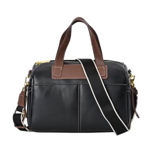 Black Genuine Leather Crossbody Bag with 2pc Long Shoulder Strap