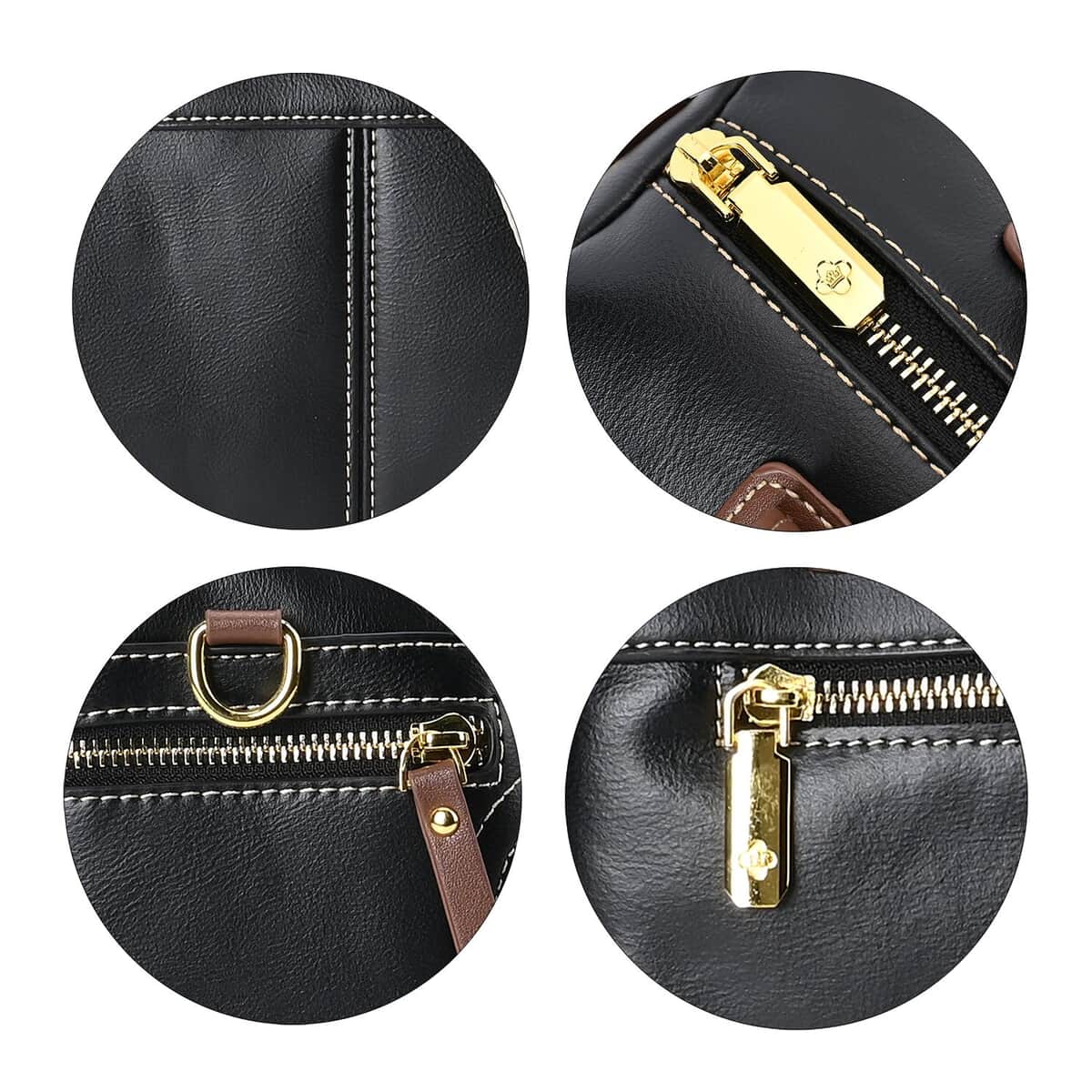 Black Genuine Leather Crossbody Bag with 2pc Long Shoulder Strap image number 5