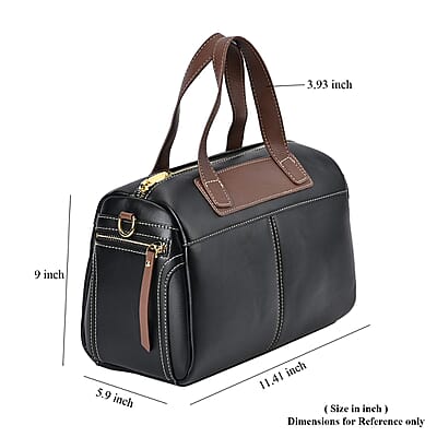 Black Genuine Leather Crossbody Bag with 2pc Long Shoulder Strap