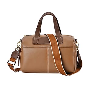 Tan Genuine Leather Crossbody Bag with 2pc Long Shoulder Strap