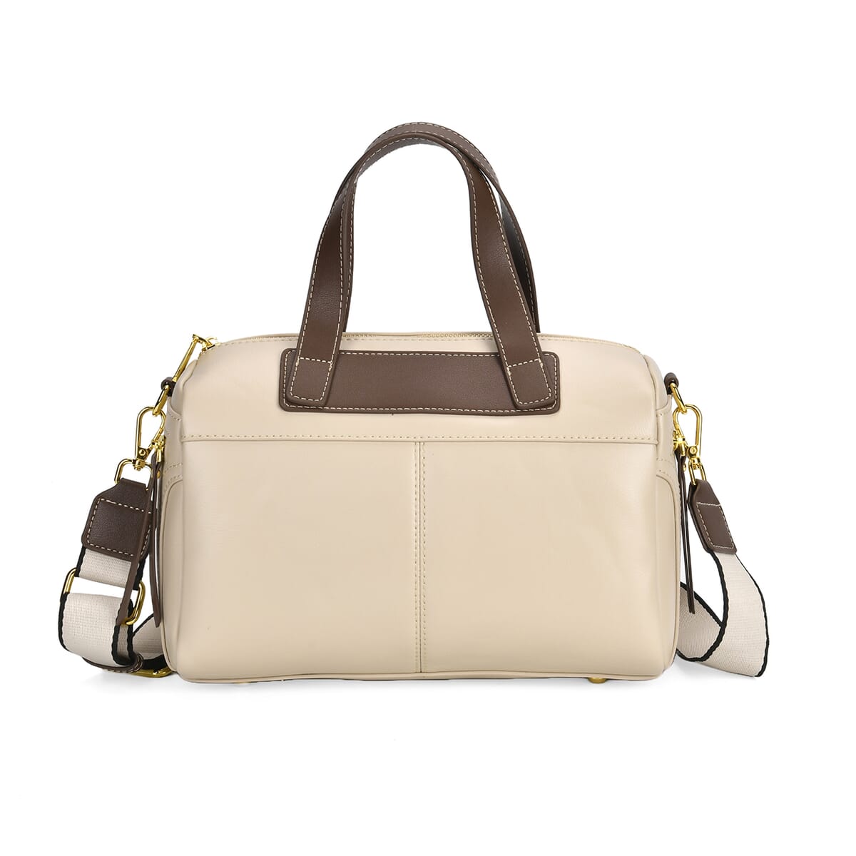 Off White Genuine Leather Crossbody Bag with 2pc Long Shoulder Strap image number 0