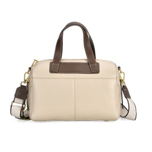 Off White Genuine Leather Crossbody Bag with 2pc Long Shoulder Strap