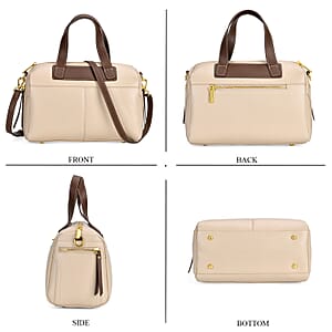 Off White Genuine Leather Crossbody Bag with 2pc Long Shoulder Strap