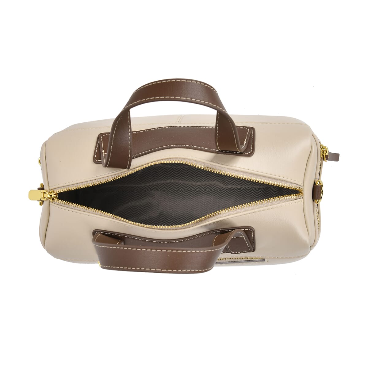 Off White Genuine Leather Crossbody Bag with 2pc Long Shoulder Strap image number 4