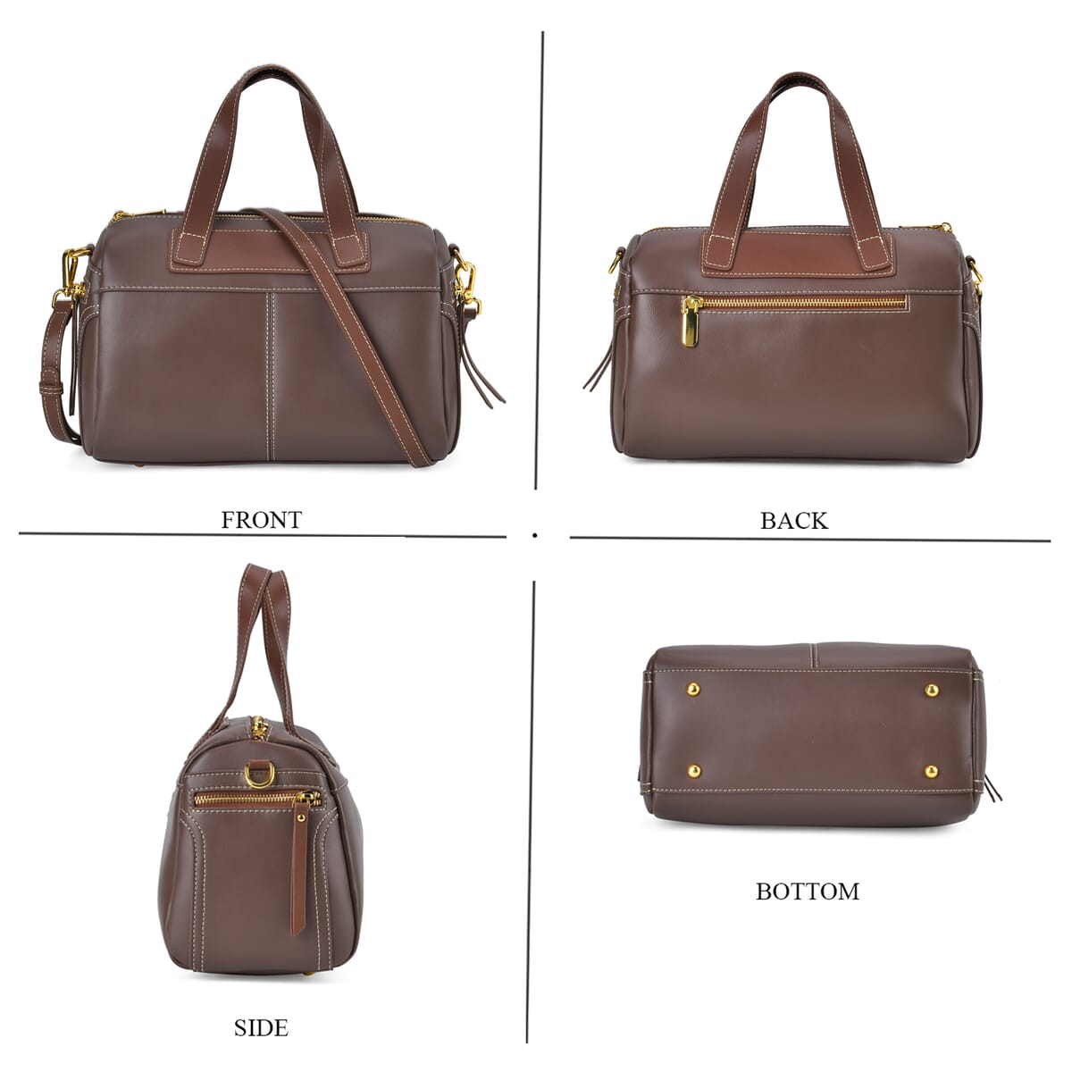 Brown Genuine Leather Crossbody Bag with 2pc Long Shoulder Strap image number 3
