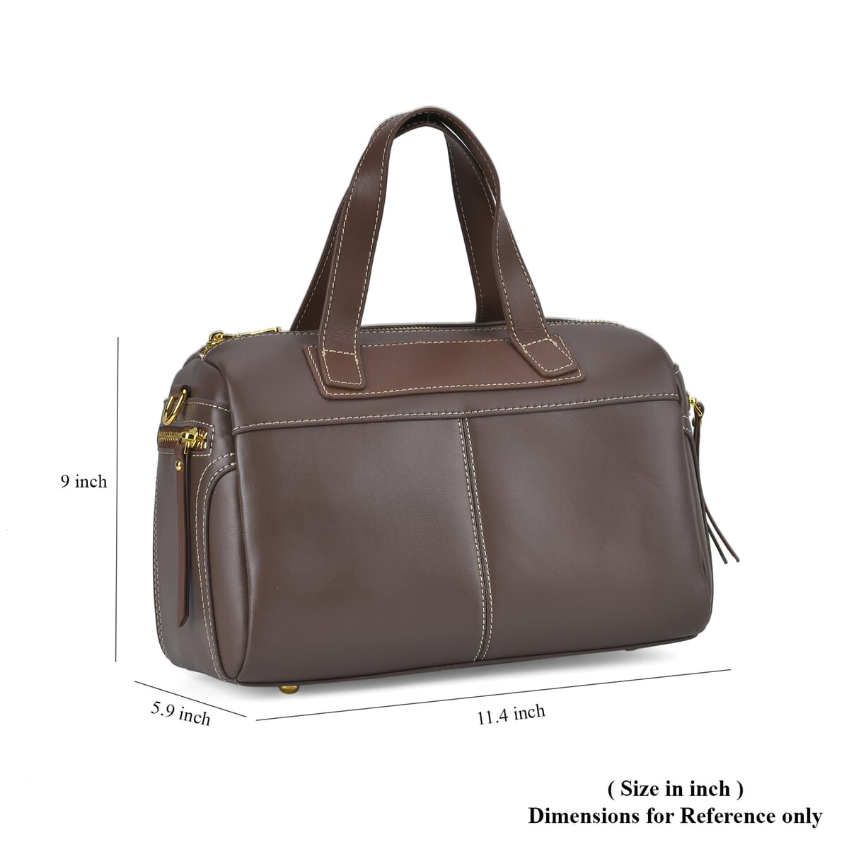 Brown Genuine Leather Crossbody Bag with 2pc Long Shoulder Strap image number 6