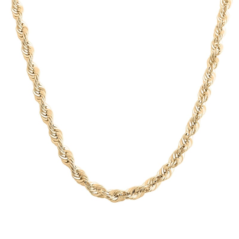 10K Yellow Gold 4.5 mm Rope Chain Necklace 20 Inches 8.50 Grams