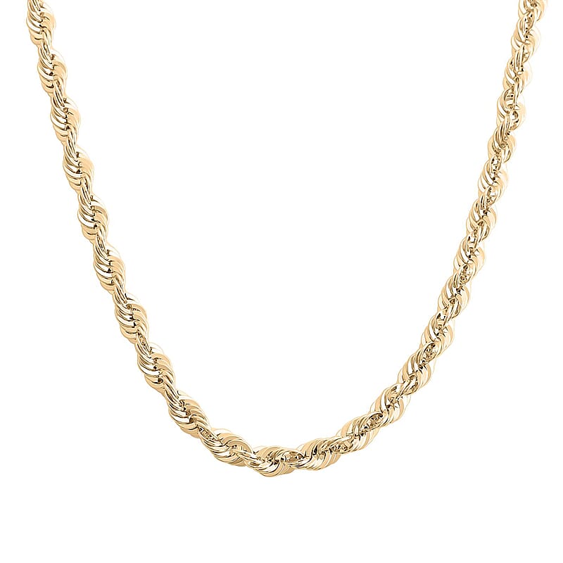 10K Yellow Gold 4.5 mm Rope Chain Necklace 20 Inches 8.50 Grams
