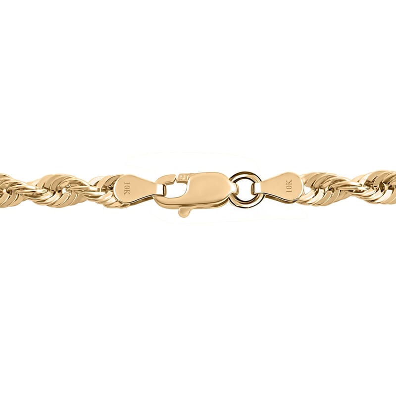 10K Yellow Gold 4.5 mm Rope Chain Necklace 20 Inches 8.50 Grams
