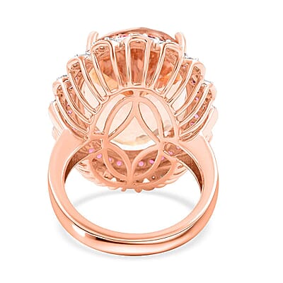 Luxoro 14K Rose Gold Marropino Morganite, Pink Tourmaline and Diamond G-H I1-I2 Ring (Size 7.0) 21.50 ctw