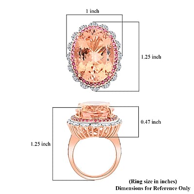 Luxoro 14K Rose Gold Marropino Morganite, Pink Tourmaline and Diamond G-H I1-I2 Ring (Size 7.0) 21.50 ctw