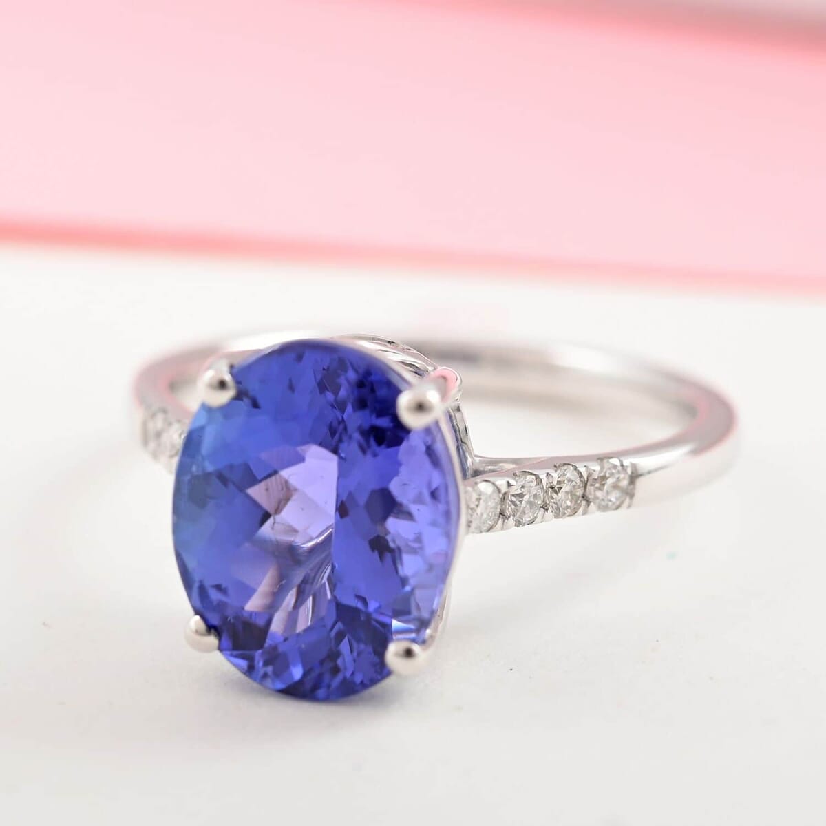 Certified & Appraised Iliana 18K White Gold AAA Tanzanite and G-H SI Diamond Ring (Size 11.0) 3.50 ctw image number 1