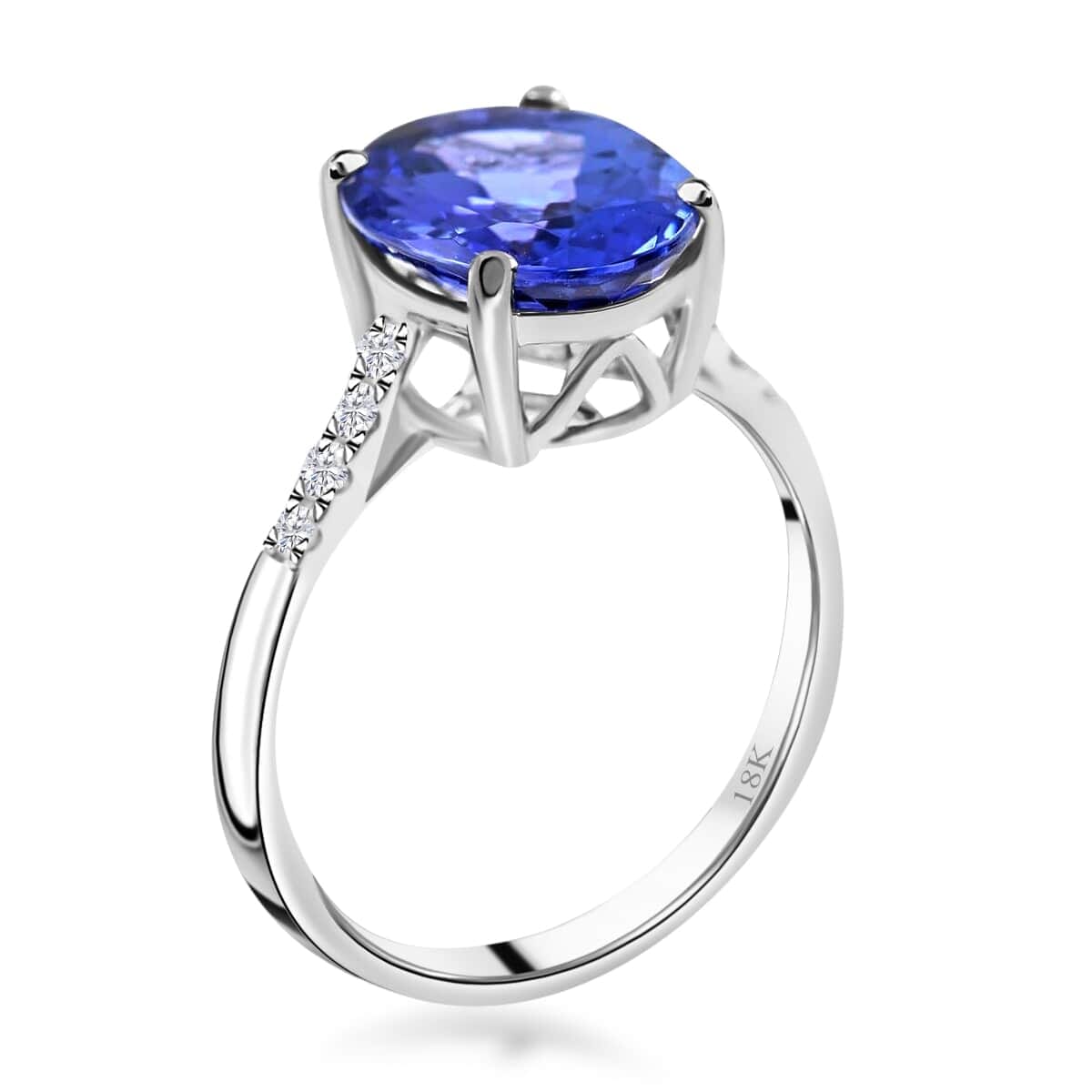 Certified & Appraised Iliana 18K White Gold AAA Tanzanite and G-H SI Diamond Ring (Size 11.0) 3.50 ctw image number 3