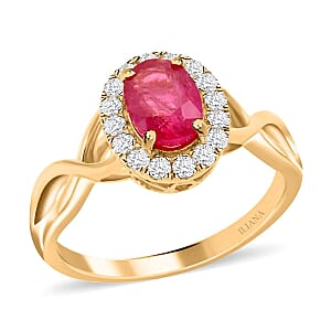 Certified & Appraised Iliana AAA Mozambique Ruby and G-H SI Diamond 1.25 ctw Infinity Shank Ring in 18K Yellow Gold (Size 11.0) 4.05 Grams