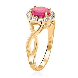 Certified & Appraised Iliana AAA Mozambique Ruby and G-H SI Diamond 1.25 ctw Infinity Shank Ring in 18K Yellow Gold (Size 11.0) 4.05 Grams