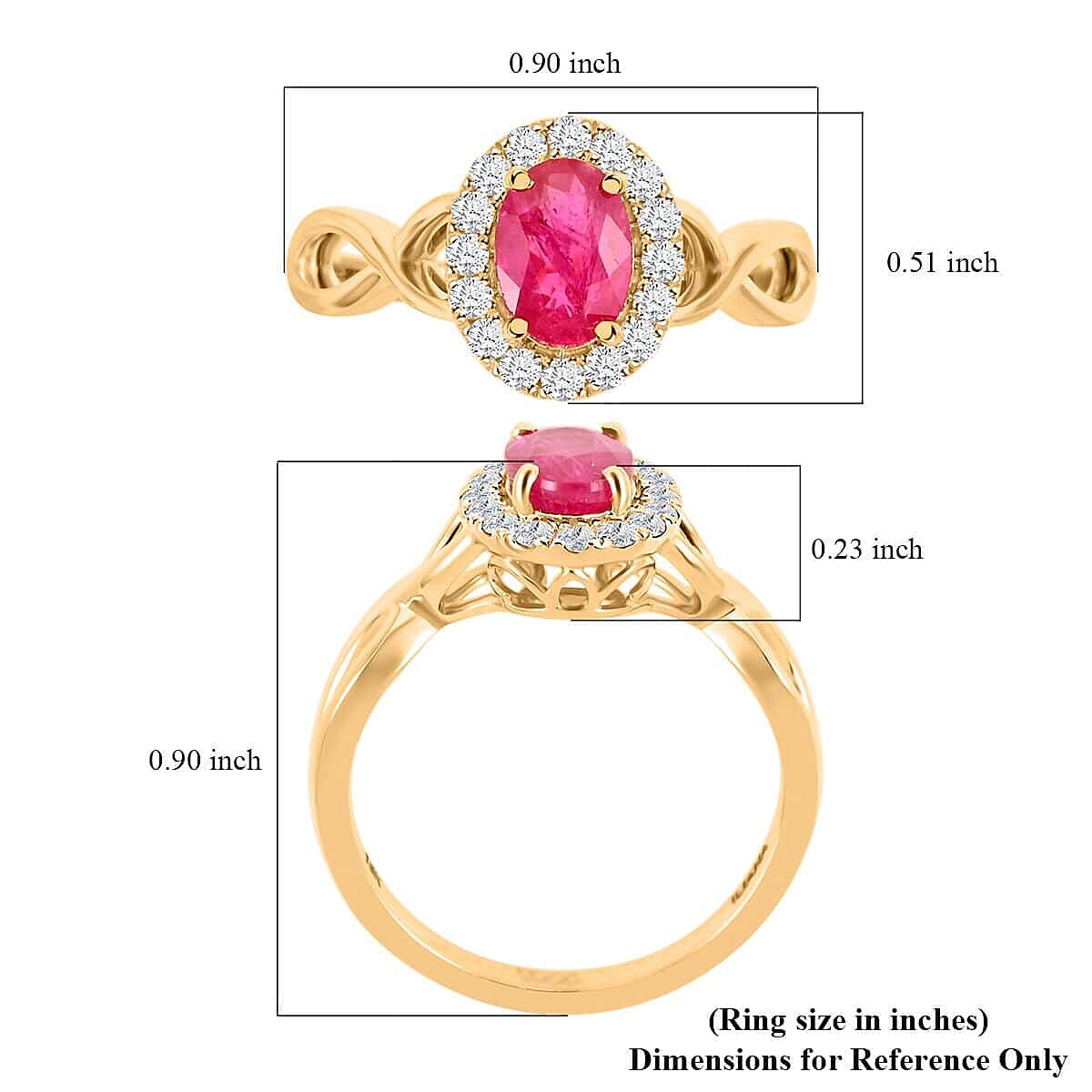 Certified & Appraised Iliana AAA Mozambique Ruby and G-H SI Diamond 1.25 ctw Infinity Shank Ring in 18K Yellow Gold (Size 11.0) 4.05 Grams image number 4