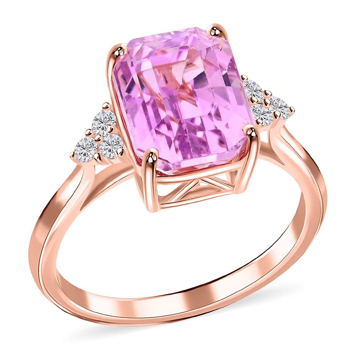 Certified & Appraised Iliana AAAA Patroke Kunzite and G-H SI Diamond 4.60 ctw Ring in 18K Rose Gold (Size 5.0) image number 0