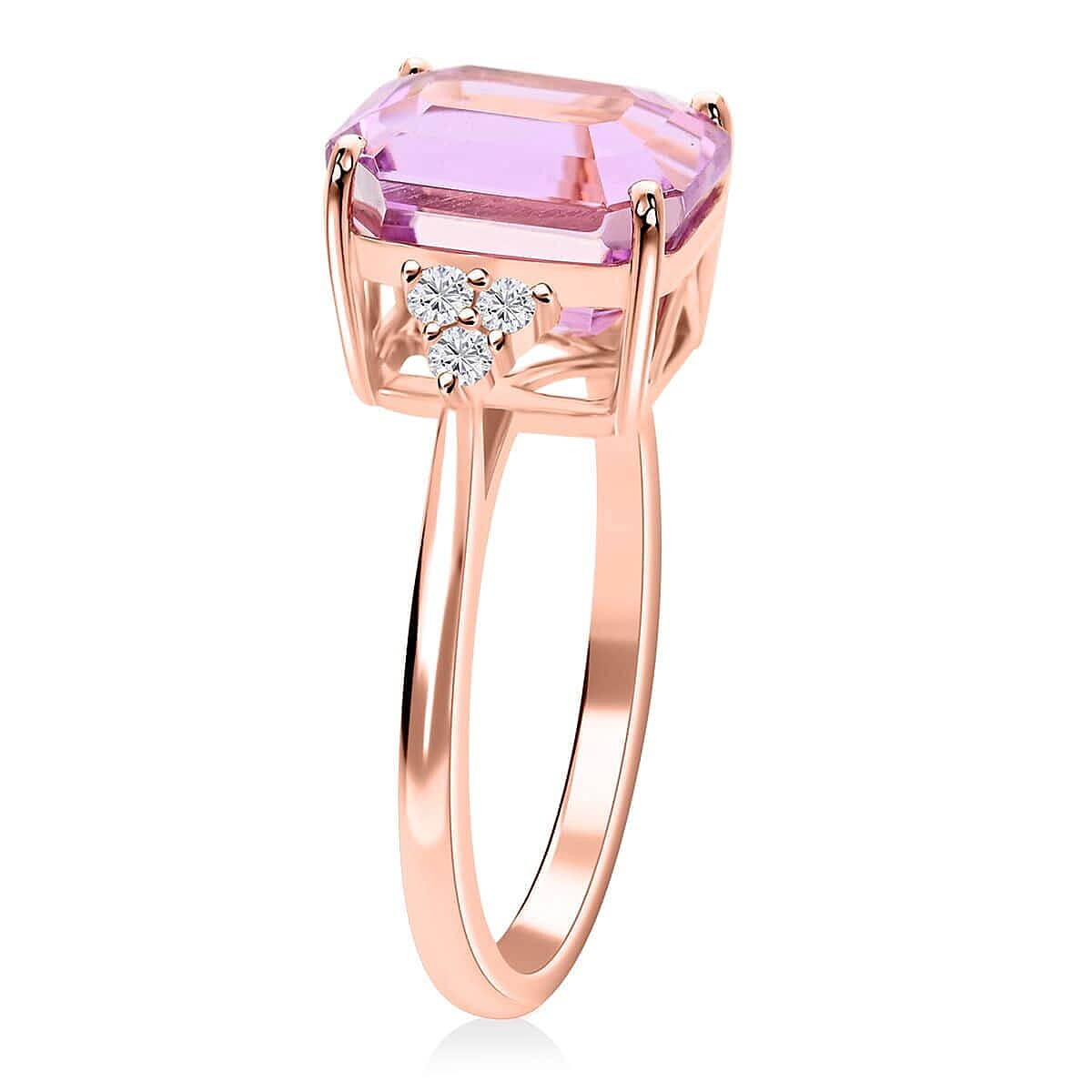 Certified & Appraised Iliana AAAA Patroke Kunzite and G-H SI Diamond 4.60 ctw Ring in 18K Rose Gold (Size 5.0) image number 3