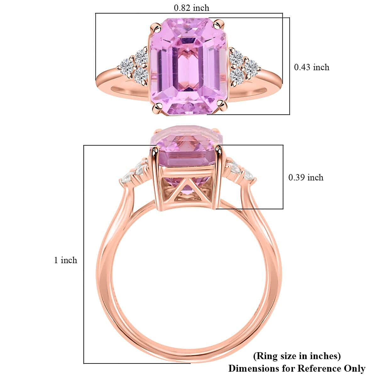 Certified & Appraised Iliana AAAA Patroke Kunzite and G-H SI Diamond 4.60 ctw Ring in 18K Rose Gold (Size 5.0) image number 4