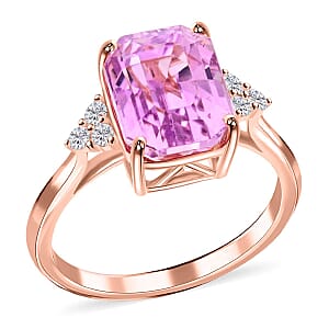 Certified & Appraised Iliana AAAA Patroke Kunzite and G-H SI Diamond 4.60 ctw Ring in 18K Rose Gold (Size 6.5)