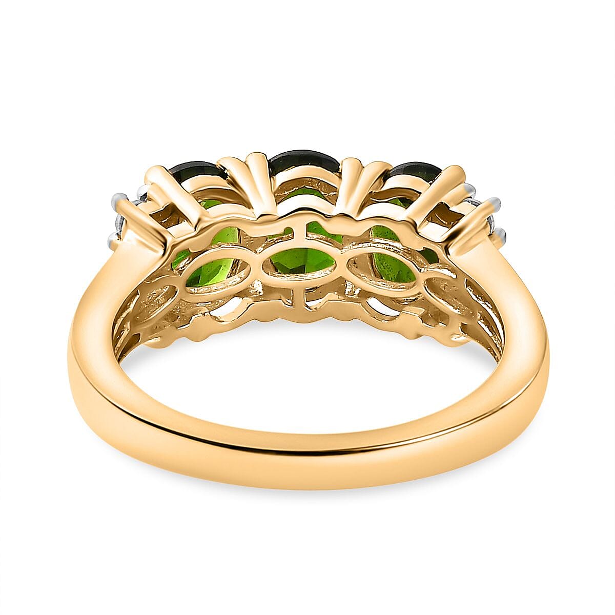 Chrome Diopside and White Zircon 2.91 ctw Ring in 18K Vermeil Yellow Gold Over Sterling Silver (Size 9.0)