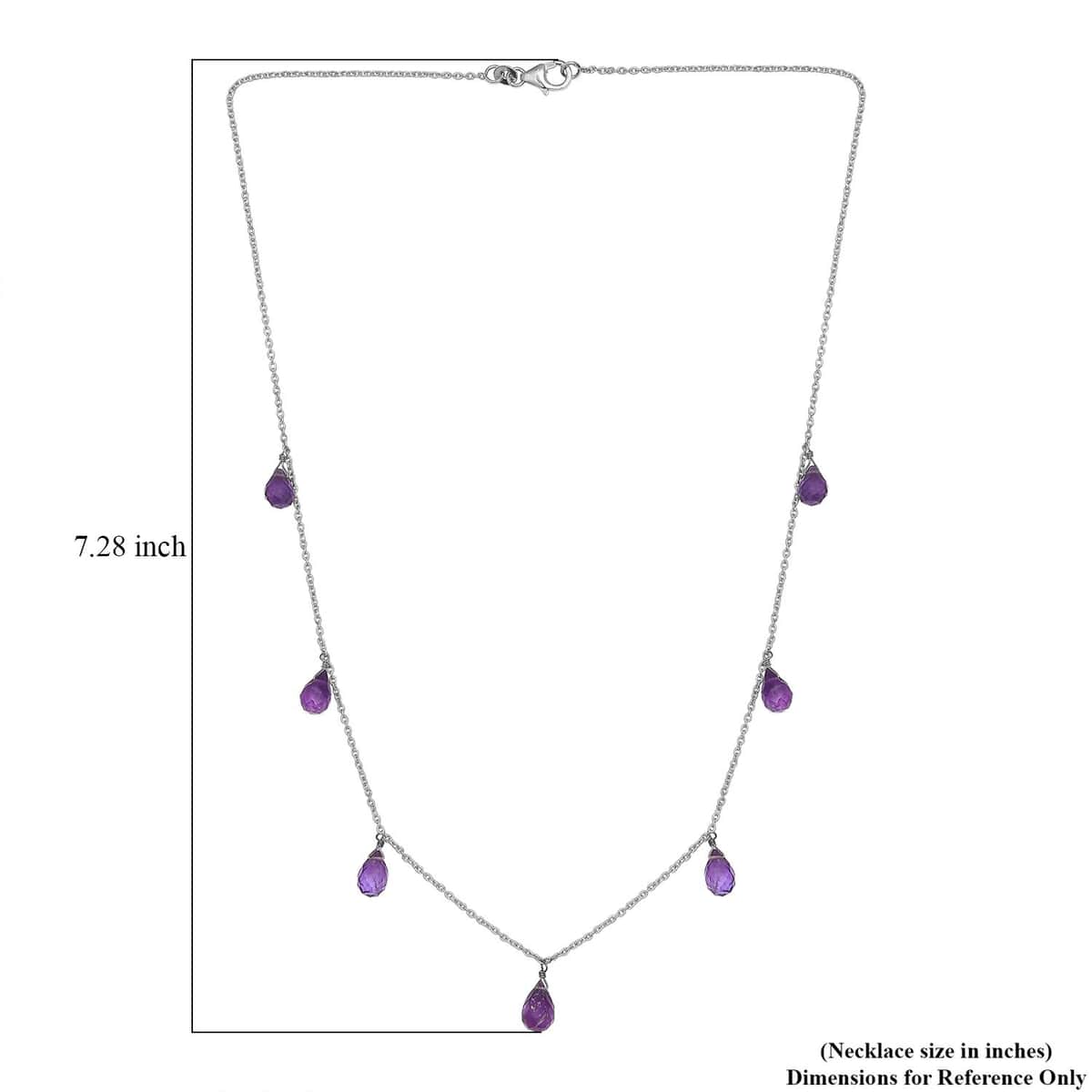 African Amethyst Station Necklace 20 Inches in Rhodium Over Sterling Silver 12.40 ctw image number 4