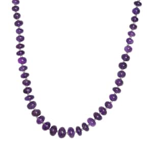 African Amethyst Beaded Necklace in Rhodium Over Sterling Silver (20 Inches) 191.00 ctw