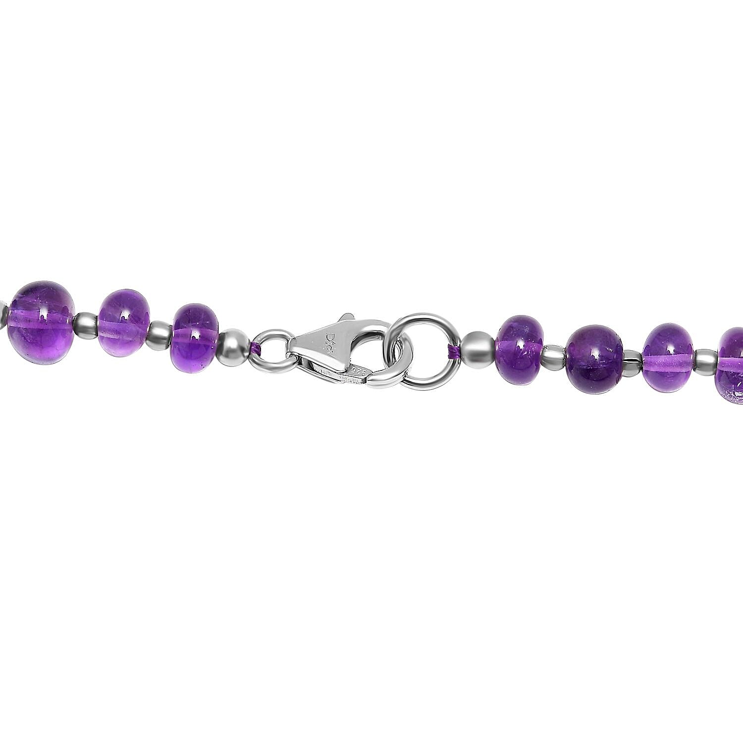 African Amethyst 191.00 ctw Beaded Necklace in Rhodium Over Sterling Silver (20 Inches)